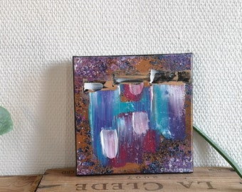 Glycine – Dipinto astratto viola 20x20 cm | Dipinto acrilico originale zen e poetico