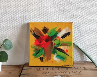Dipinto astratto &quot;Petite Joie&quot; – Dipinto acrilico 20x20 cm – Opera originale intuitiva – Arte colorata di piccolo formato