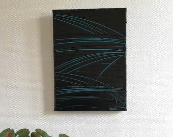 Abstract painting in relief "Duochrome" black and blue