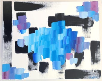 Il mare in acqua – Dipinto astratto blu 50x40 cm | Dipinto acrilico rilassante su tela