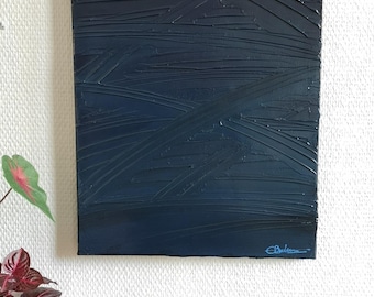 Dipinto astratto blu nero – Dipinto originale in rilievo 30x40 cm – Ispirato a Soulages