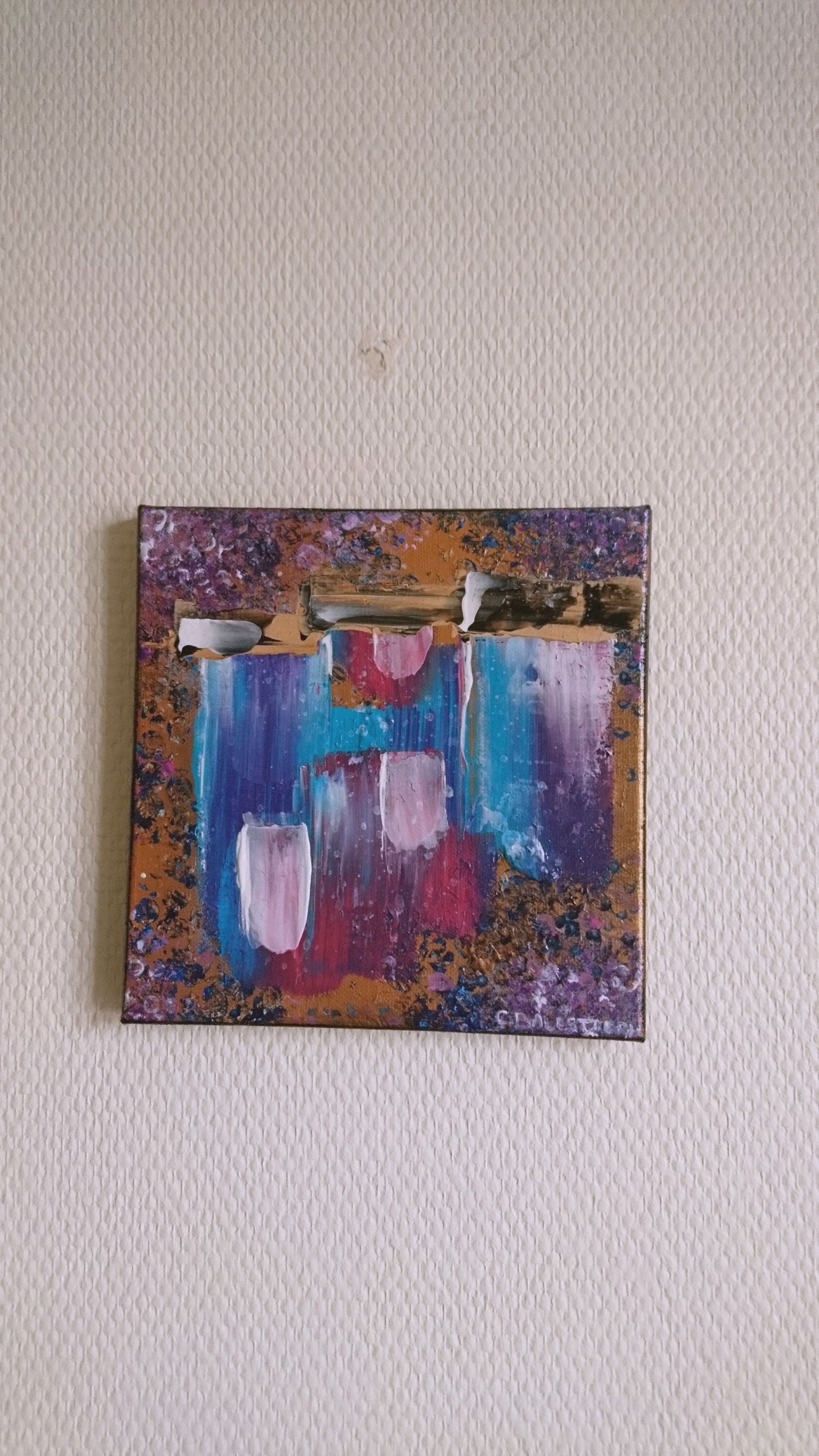 紫色のアクリル絵の具による抽象画、20 x 20 cm、「Wlycine」 - Etsy 日本