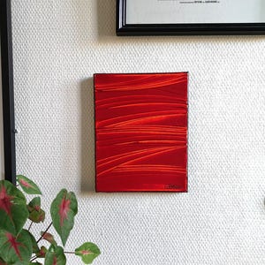 Duochrome – Red and orange abstract painting 19x24 cm | Textured acrylic painting inspired by Soulages