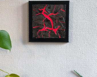 Sotto il mio guscio – Dipinto astratto grigio e rosa 20x20 cm | Dipinto acrilico espressivo ed emozionale
