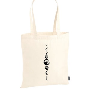 Tote Bag Cotton Bag Cloth Bag Jute Bag Tote Bag Bag Cotton Minimalist Lineart moon phases image 1