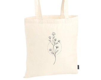 Tote Bag Cotton Bag Cloth Bag Jute Bag Tote Bag Bag Cotton Minimalist Lineart feminism | "Flowers in circle"