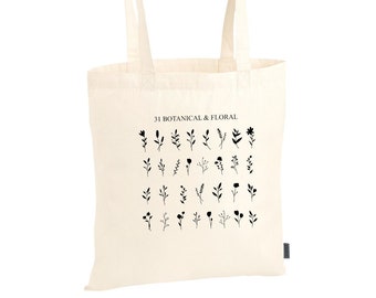 Tote Bag Cotton Bag Cloth Bag Jute Bag Tote Bag Bag Cotton Minimalist Lineart | "Botanical & Floral"