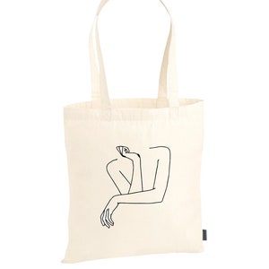 Tote Bag Cotton Bag Cloth Bag Jute Bag Tote Bag Bag Cotton Minimalist Lineart woman thinker image 1