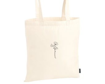 Tragetasche Baumwollbeutel Stoffbeutel Jutebeutel Totebag Bag Tasche Beutel Baumwolle Cotton Minimalistisch Lineart | "Mohn Minimalism"