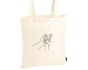 Tote Bag Cotton Bag Cloth Bag Jute Bag Tote Bag Bag Cotton Minimalist Lineart feminism | "3 Hands Baby"