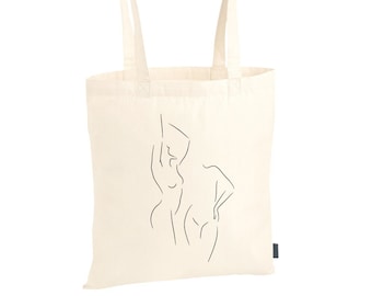 Tote Bag Cotton Bag Cloth Bag Jute Bag Tote Bag Bag Cotton Minimalist Lineart | "two woman"