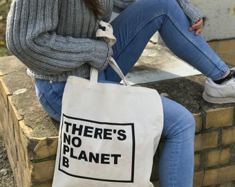 Carrying bag cotton bag fabric bag jute bag tote bag | "There's No Planet B" (3 colors)