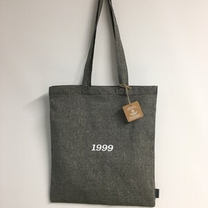 Personalized cotton bag year of birth, date, name, saying Totebag tote bag cloth bag jute bag pouch sustainable gift Grau Standard (recy)