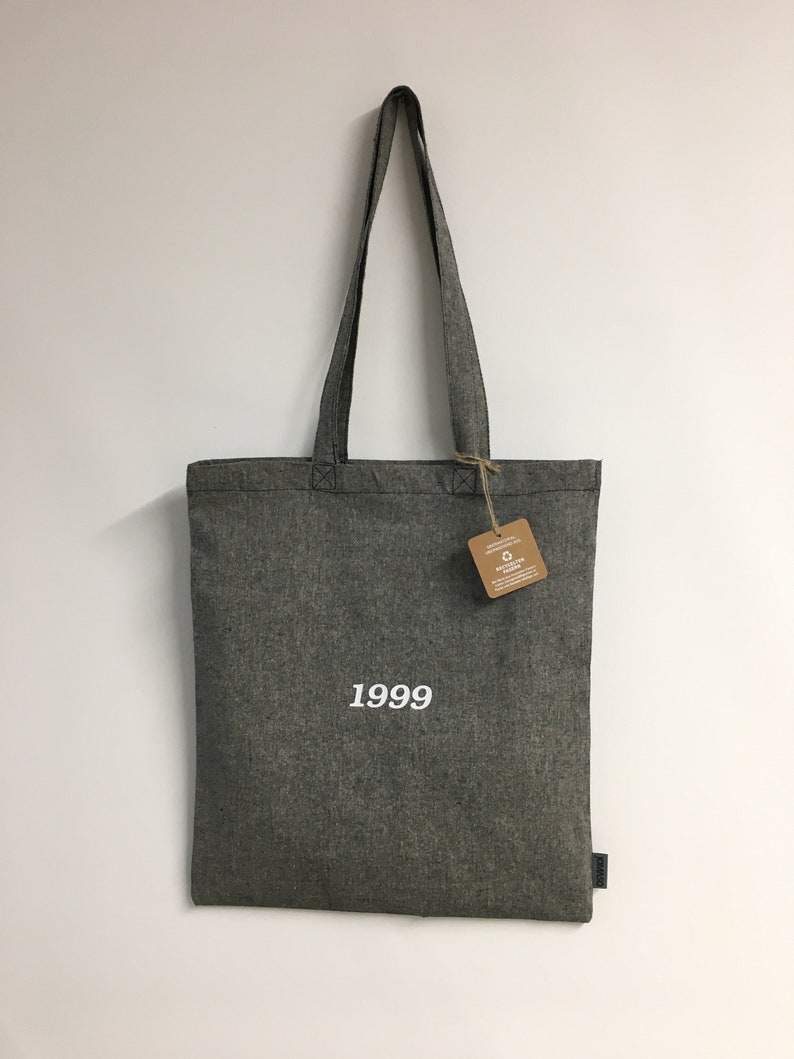 Personalized cotton bag year of birth, date, name, saying Totebag tote bag cloth bag jute bag pouch sustainable gift Grau Standard (recy)