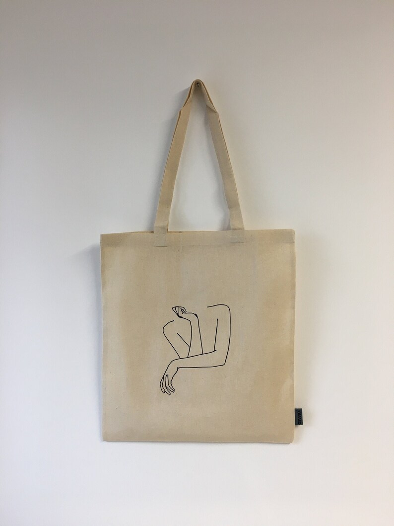 Tote Bag Cotton Bag Cloth Bag Jute Bag Tote Bag Bag Cotton Minimalist Lineart woman thinker Natur