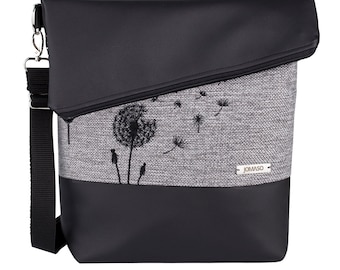 Foldover shoulder bag handbag women made of vegan leather | Dandelion grey / black