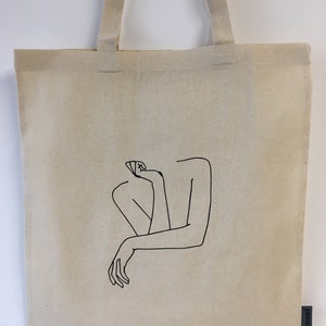 Tote Bag Cotton Bag Cloth Bag Jute Bag Tote Bag Bag Cotton Minimalist Lineart woman thinker image 7