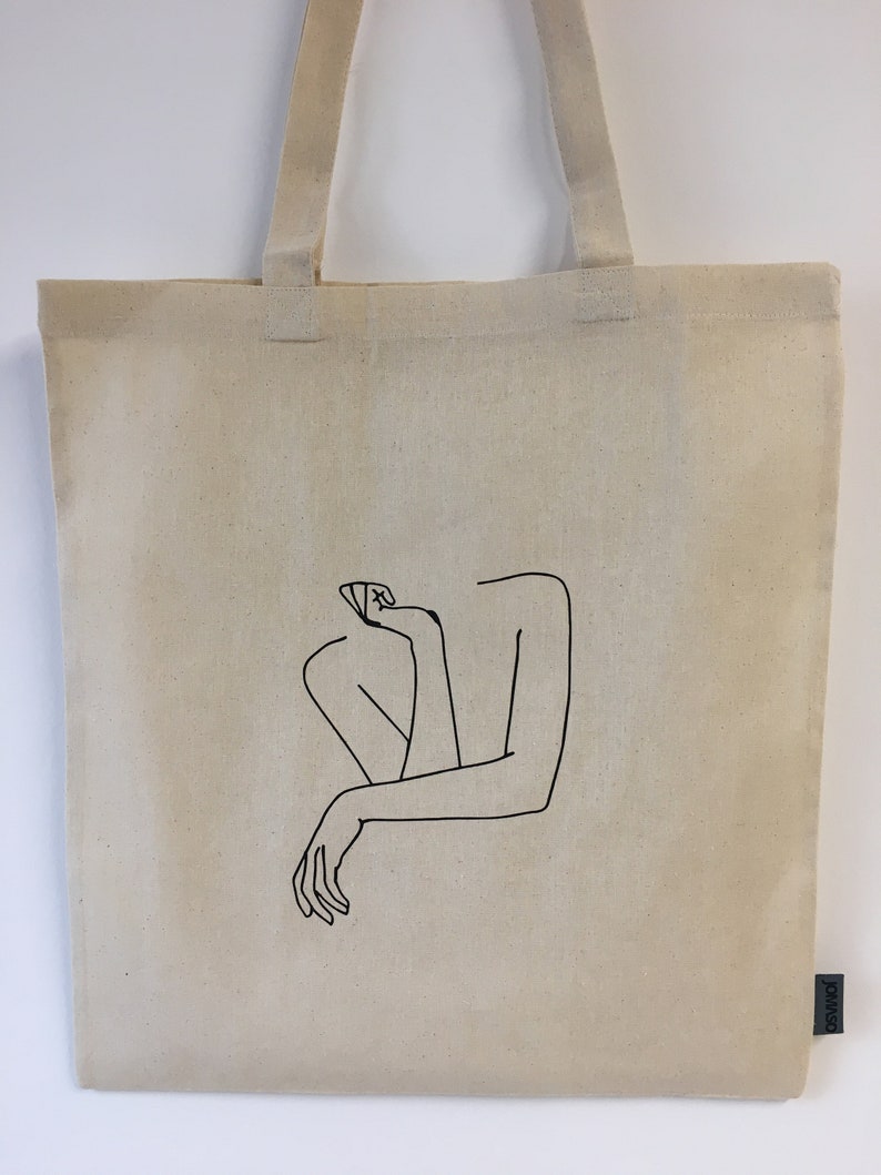 Tote Bag Cotton Bag Cloth Bag Jute Bag Tote Bag Bag Cotton Minimalist Lineart woman thinker image 7