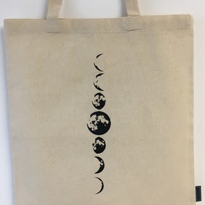 Tote Bag Cotton Bag Cloth Bag Jute Bag Tote Bag Bag Cotton Minimalist Lineart moon phases image 7