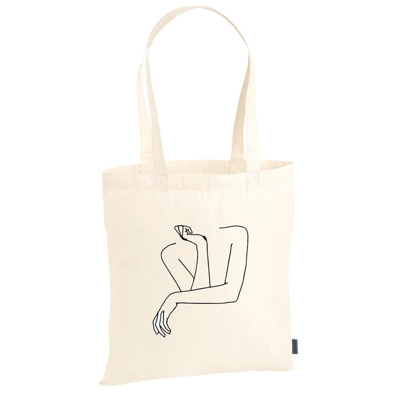 Tote Bag Cotton Bag Cloth Bag Jute Bag Tote Bag Bag Cotton Minimalist Lineart woman thinker image 1