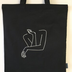 Tote Bag Cotton Bag Cloth Bag Jute Bag Tote Bag Bag Cotton Minimalist Lineart woman thinker image 9