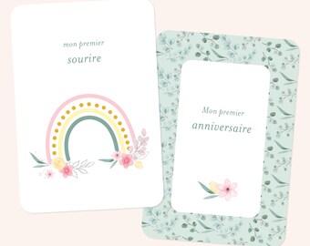 Meilensteinkarten für die ersten Monate, Meilensteinkarten für die Geburt, Baby-Briefpapier, erstes Jahr, Meilensteinkarte