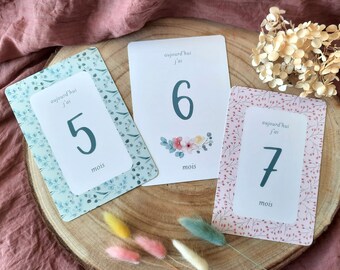 Meilensteinkarten für die ersten Monate, Meilensteinkarten für das erste Jahr, Meilensteinkarten zur Geburt, Baby-Briefpapier, erstes Jahr, Meilensteinkarte