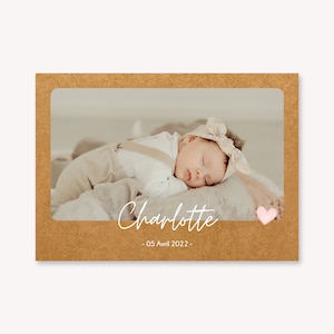 Original Craft Birth Announcement, Baby Announcement, Birth Girl Boy, Heart