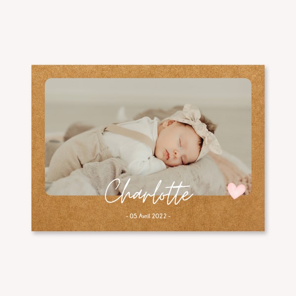 Birth Announcement Original Craft, Baby Announcement, Birth Girl Boy, Heart