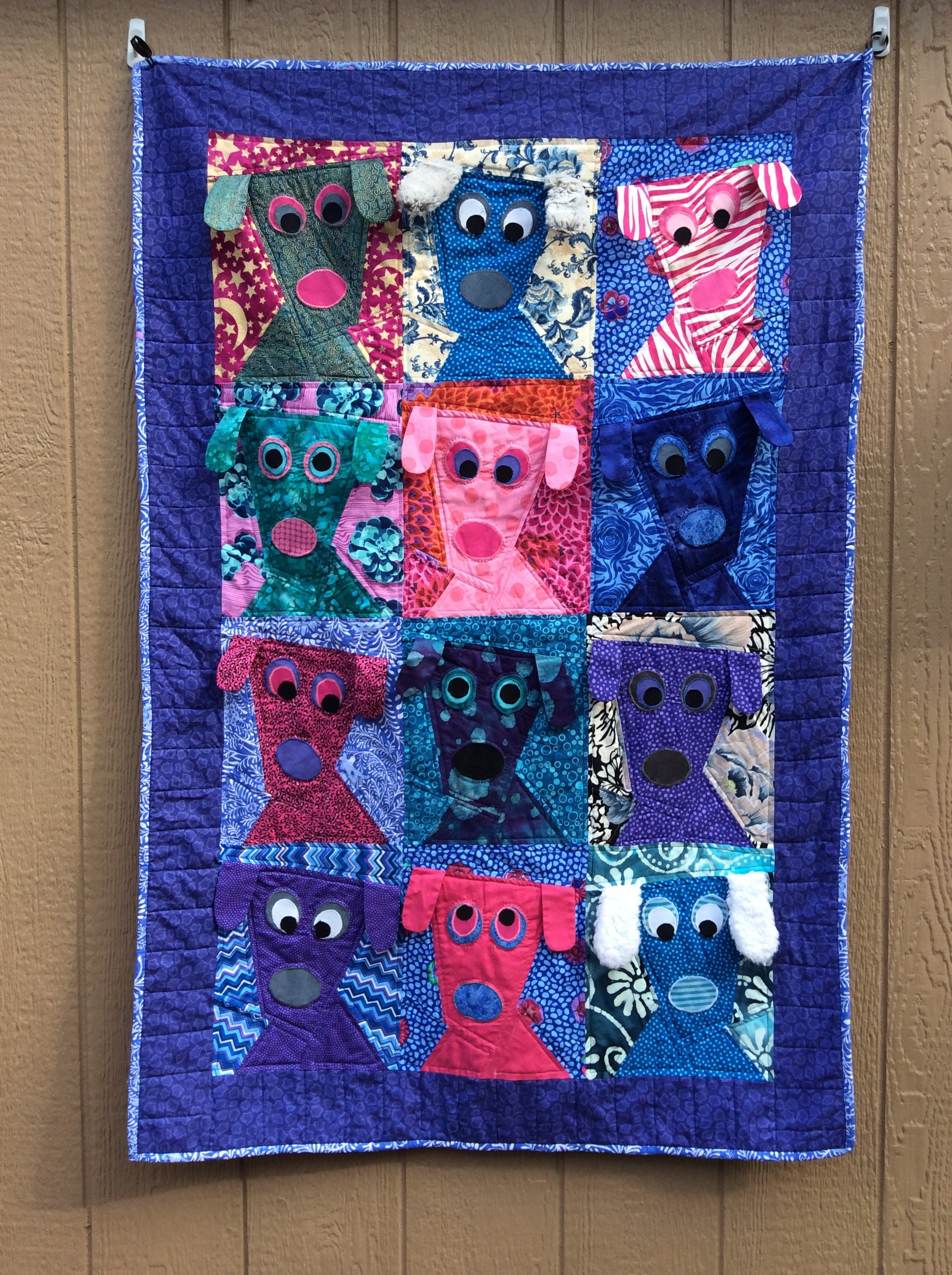 Whimsical And Colorful Dog Puppy Baby Or Toddler Quilt With