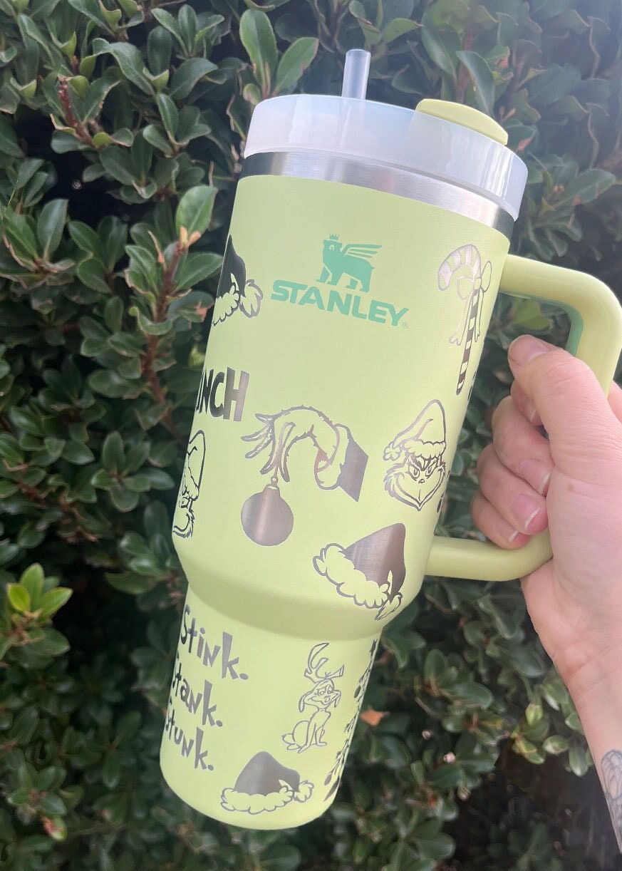 The grinch laser engraved stanley tumbler stainless steel 40oz