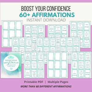 60+ Affirmation Cards Printable, Affirmation Cards Digital Download, Confidence Affirmation Cards Deck, Positive Affirmation Cards Pdf