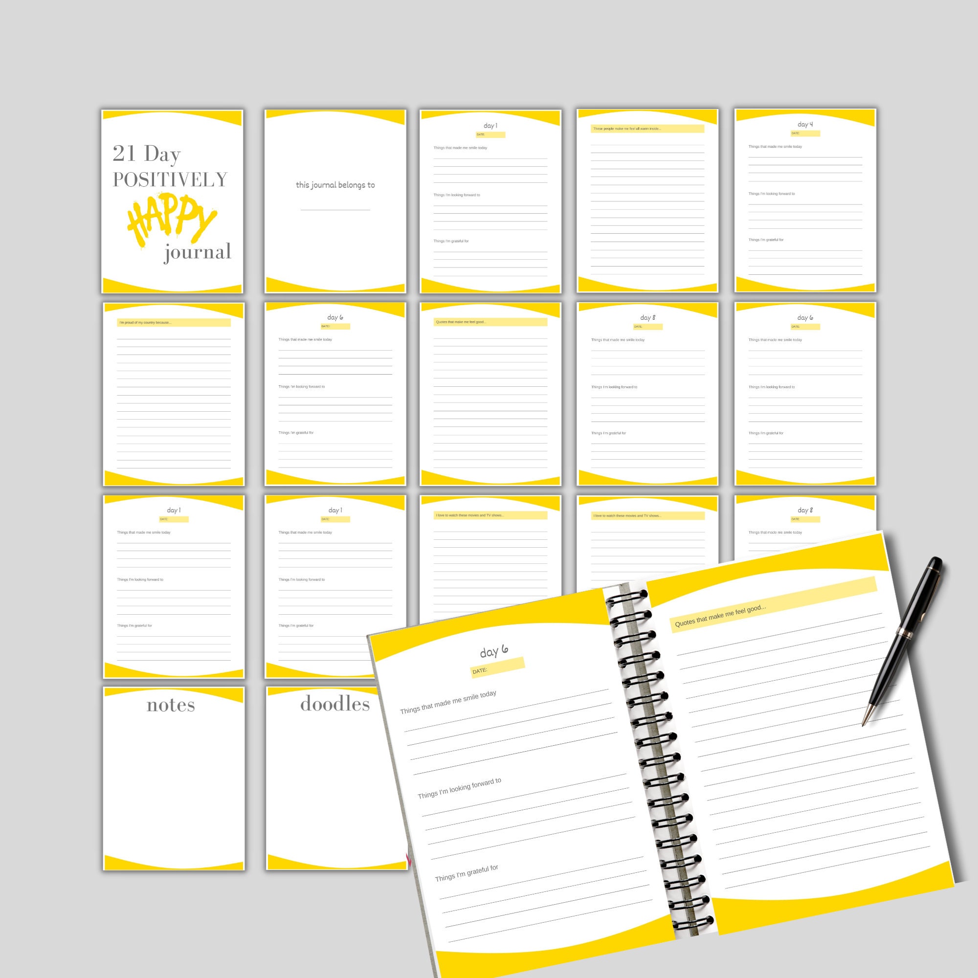 Positively Happy Journal, 21 Days of Journal Prompts to Boost Happiness ...