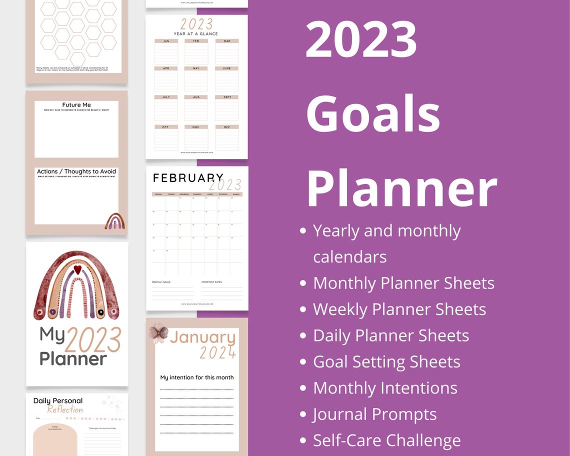 2023 Planner Printable Diary and Calendar Monthly Weekly Etsy