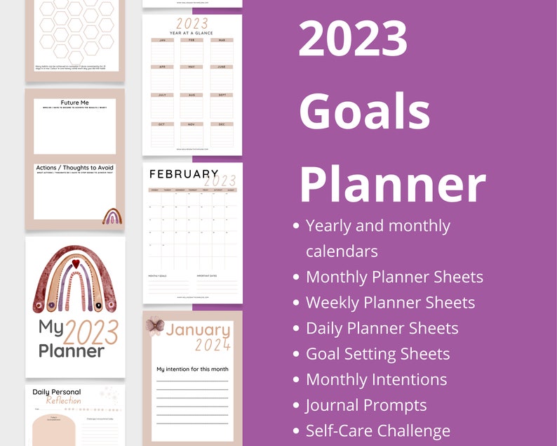 2023 Planner Printable Diary and Calendar Monthly Weekly Etsy