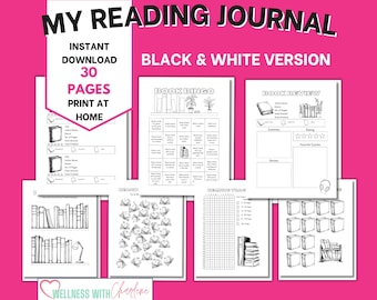 Book Reading Journal Book Log Reading Planner Reading Tracker Book Review Reading Challenge Template Bookmark Tracker Bookish Things