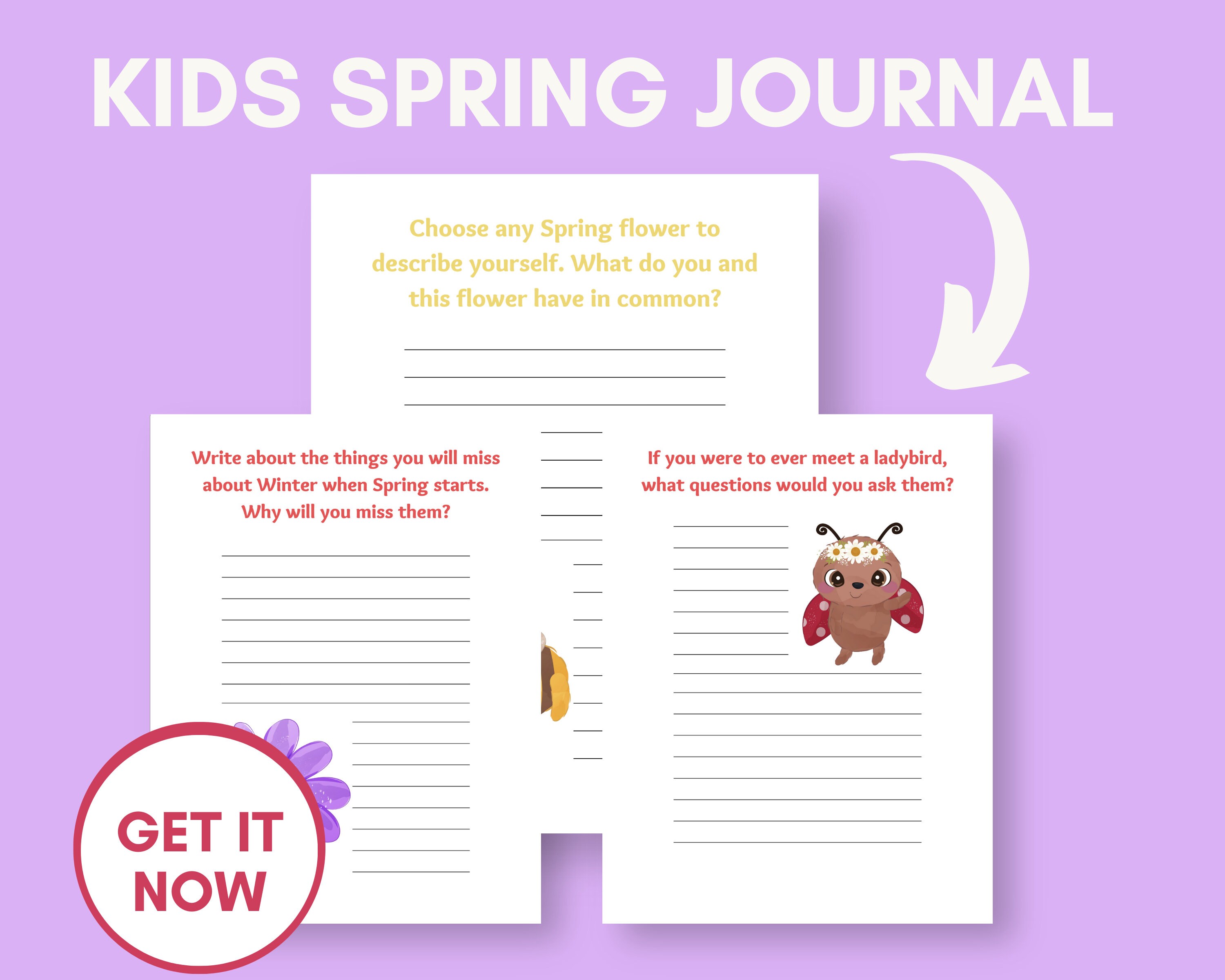 Kids Journal Spring Activity Printable Pages, Spring Daily Gratitude ...