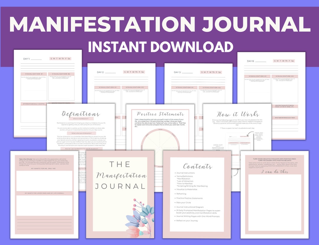 Manifestation Journal Printable Prompts Dream Journal Law of Attraction ...