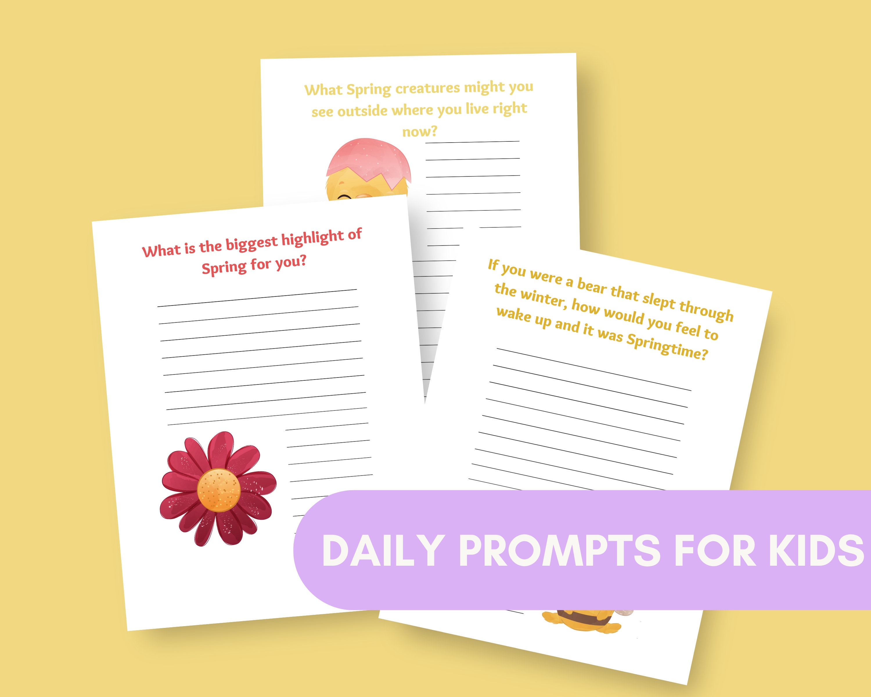 Kids Journal Spring Activity Printable Pages, Spring Daily Gratitude ...