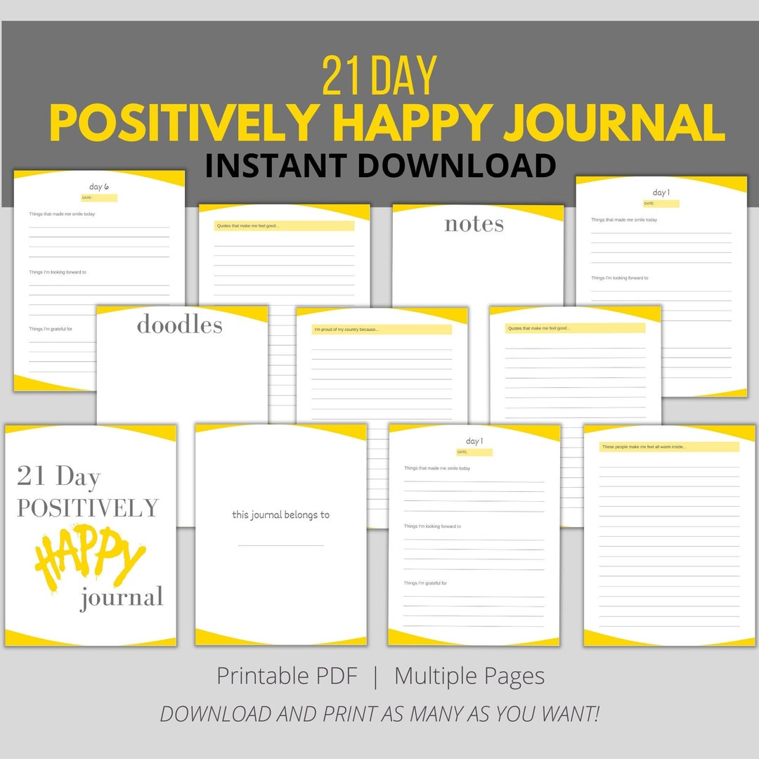 Positively Happy Journal, 21 Days of Journal Prompts to Boost Happiness ...