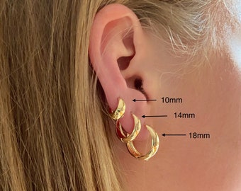 Gold filled huggie hoop earrings  Thick gold hoops  Everyday hoop earrings  14k gold filled gold hoop  Earring stack  Simple gold hoops