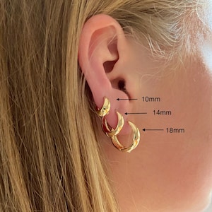 Gold filled huggie hoop earrings  Thick gold hoops  Everyday hoop earrings  14k gold filled gold hoop  Earring stack  Simple gold hoops