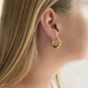 18k gold filled chunky hoop earrings Thick gold hoops  Tube hoop earrings  Big hoop earrings  Earring stack Statement earrings