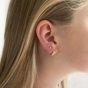 14k gold filled thick tiny huggie hoop earrings  Thick gold huggies  Small hoop earrings  Simple gold hoop  Minimal gold cartilage hoops