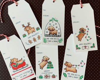 Christmas Dog Gift Tags- Sets of 6 or 12