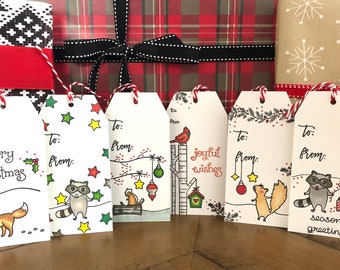 Woodland Creature Christmas Tags, Set of 6 or 12