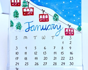 2027 Small Watercolor Desk Calendar