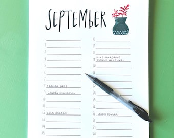 Perpetual Wall Calendar for Special Dates