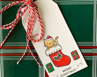 Christmas Cat Gift Tags- Sets of 6 or 12