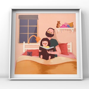 Digital custom cartoon portrait|personalised drawing with love|Tailored illustration| Father's Day special gift| Unique gift| Gift idea| Dad